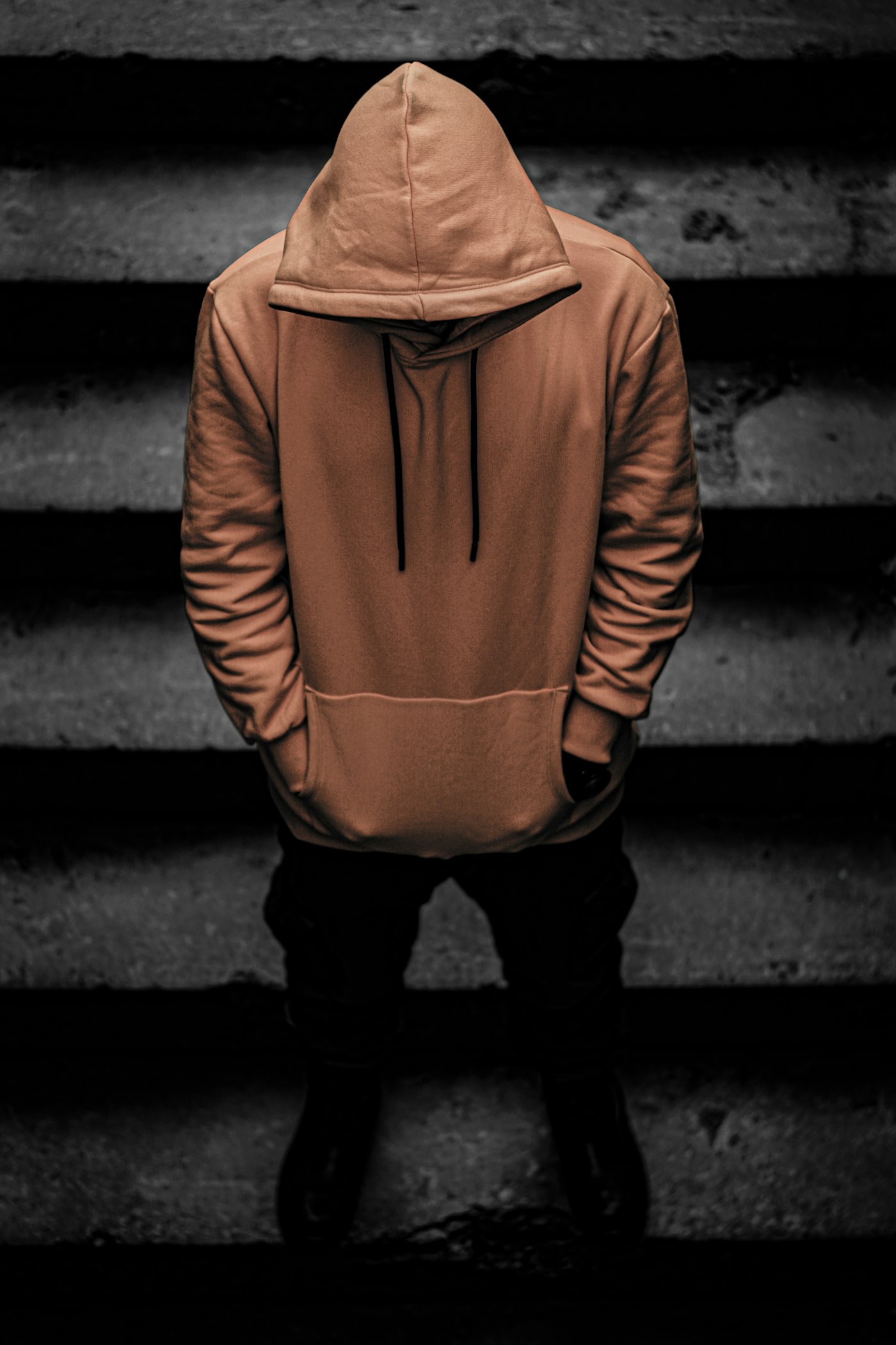 Hoodie café visto de espalda (foto referencial)